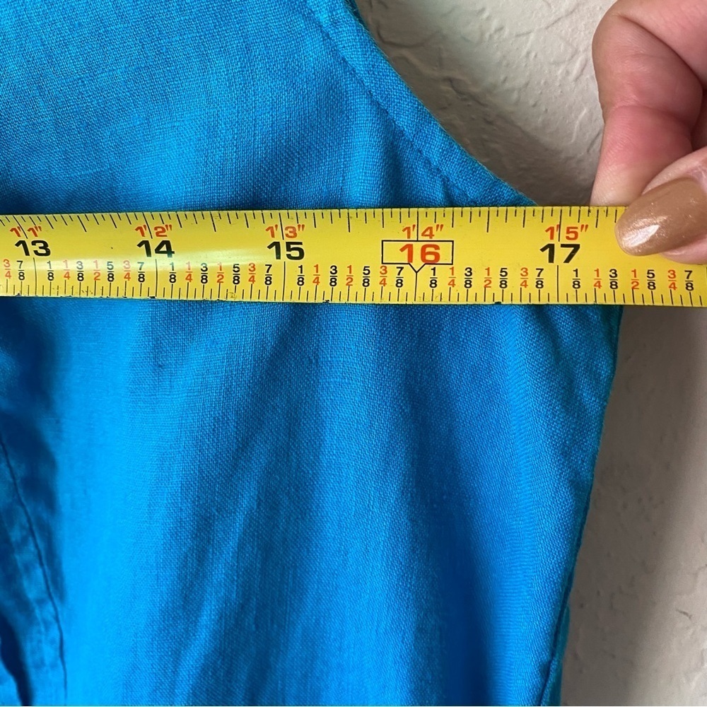J.jill Love Linen Sleeveless Pintucked Summer Blue Lightweight Dress SZ XSP - Picture 6 of 12